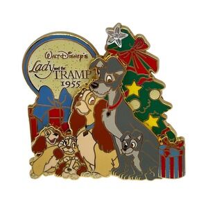 Disney Lady and the Tramp Christmas Family LE 1000 Pin Holiday 1955 Enamel